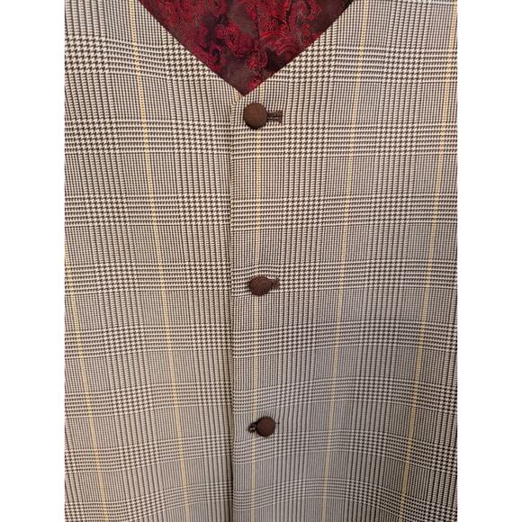 Vittorio St. Angelo  Vest Waistcoat 5 Button Plaid Size 56 L EUC - Picture 3 of 5